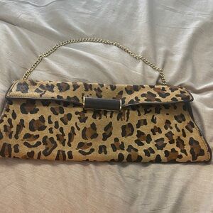 BCBGMaxAzria Animal Print Clutch with Chain